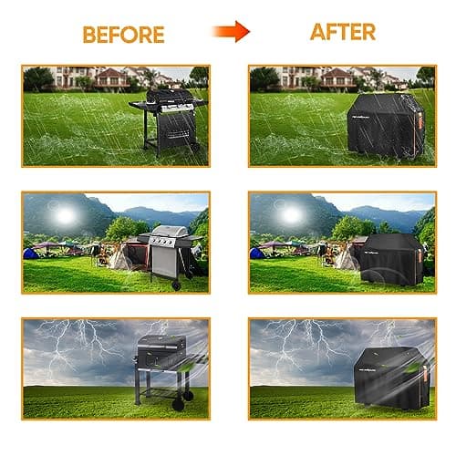Housse de Protection pour Barbecue 145x61x117CM BBQ Couverture de Gril Imperméable Bâche Barbecue Noir