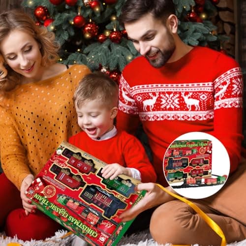 Daity Train de Noël électrique silencieux et durable pour enfants - Train électrique autour du sapin de Noël - Décoration adaptée aux enfants