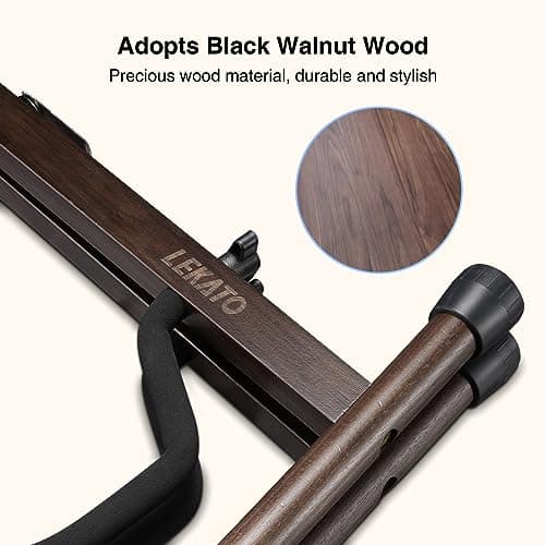 LEKATO Support de guitare électrique avec cadre en A - En bois avec rembourrage en mousse - Pour guitares électriques/acoustiques, basses, banjos, ukulélés, noyer noir