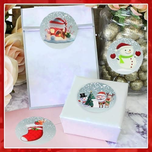 500 autocollants de Noël autocollants, décorations de cadeaux festives, motifs variés (B)