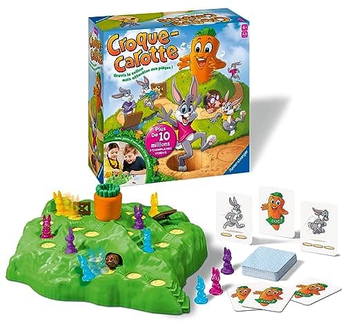 Ravensburger - Croque Carotte - Jeu de société - Enfants et Parents - Jeu de parcours rigolo - De 2 à 4 Joueurs à partir de 4 ans - Mixte - 22223 - Version française, Noir