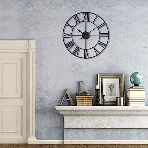 ACCSHINE Horloge Murale Metal avec Chiffres Romain Vintage Silencieuse 40cm