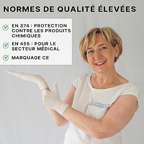 ARNOMED Gants nitrile jetables taille L, 2000 pièces (10 boîtes), gants en nitrile blanc, gant jetable non poudrés & sans latex, gants jetables, gants cuisine jetable en tailles S, M, L & XL