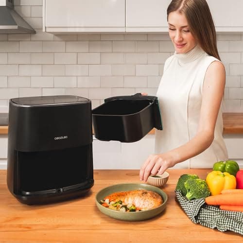 Cecotec Friteuse Sans Huile Cecofry Fantastik 5500. AirFryer de 5,5 L,1500W, PerfectCook, 9 Modes de Cuisson, Tactile, Réglable 80-200oC, Cuisson 60 min, Protection contre la Surchauffe.
