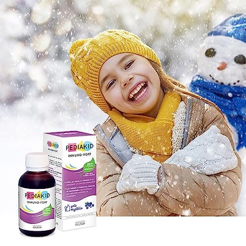 PEDIAKID - Complément Alimentaire Naturel Pediakid Immuno-Fort - Formule Exclusive au Sirop d'Agave - Aide à Soutenir les Défenses Naturelles de l'Organisme - Goût Myrtille - Flacon de 250 ml