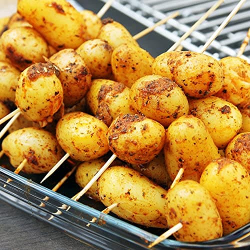 COM-FOUR® 500x brochettes de finger food en bois - longues brochettes en bois pour viande, légumes et fruits - brochettes de barbecue pour la maison, la gastronomie ou les mariages (500 pièces - 25cm)