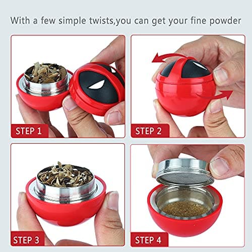 Ball Grinder Moulin à épices, Spespo Herb Moulin Broyeur Avec Pollen Catcher 2", Alliage de zinc durable, pour Herbes, Pollen, Fleurs, Emballage coffret cadeau noir