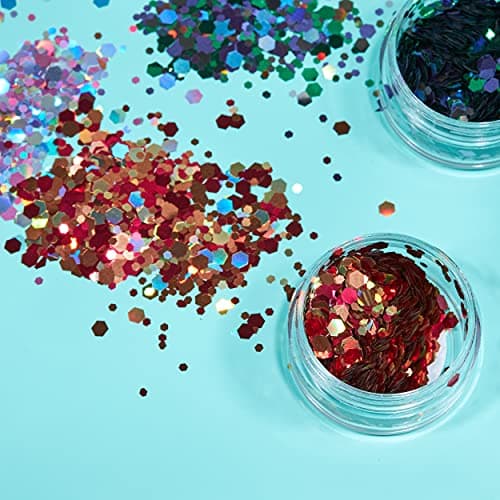 Mystique Brillant épais par Moon Glitter – 100% de paillettes cosmétique pour le visage, le corps, les ongles, les cheveux et les lèvres - 3g - Assortiment de 6 couleurs