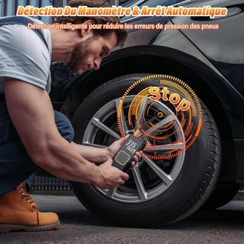 BOOTEEK Compresseur à Air Portatif,Gonfleur Pneus Voiture Sans Fil avec Jauge,150PSI Compresseur Voiture Portable,Accessoire Voiture pour Hommes,Gonfleur Electrique pour Voiture Vélo Moto Balle