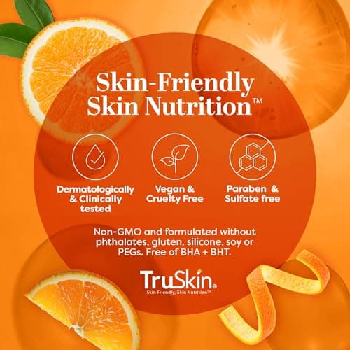 TruSkin Vitamin C Serum - Sérum anti-âge pour le visage à la vitamine C avec acide hyaluronique, vitamine E, aloès - Sérum éclaircissant pour les taches brunes, les ridules et les rides, 1 Fl Oz