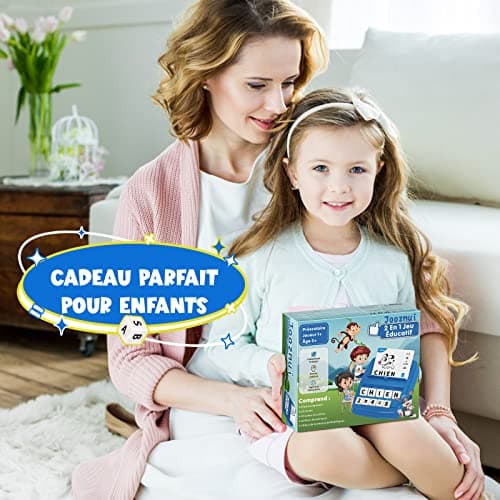 Joozmui Jeux Educatif 3 4 5 6 7 8 Ans, Jouet Fille 3-8 Ans Cadeau Enfant 3-6 Ans Garçon Apprendre a Lire Jeux de Societe Française Lettre Scrabble