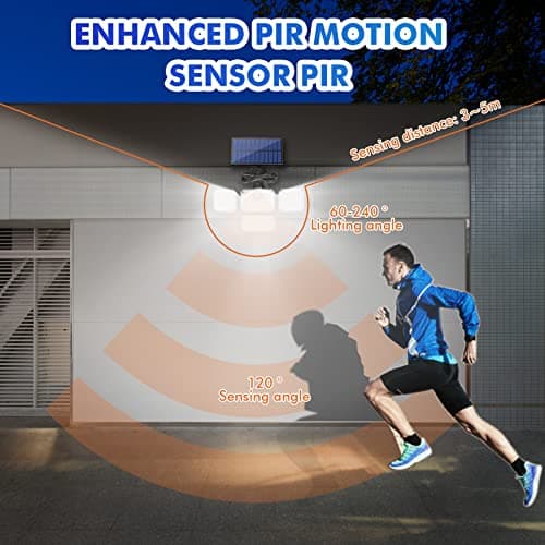 2 Pièces Lampe Solaire Extérieur avec Détecteur de Mouvement, [333LED/3Modes] Projecteur Solaire Extérieur IP65 Étanche Lumière Spot LED Solaire,Angle d'éclairage 240°avec Télécommande,Câble 5M