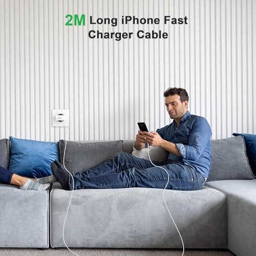 Chargeur Rapide iPhone 14 13 Pro Max, 4-Pack [Apple MFi Certifié] Chargeur Mural USB C PD 20W avec Câble de Charge Rapide USB C vers Lightning de 2 Mètres Compatible avec iPhone 14 13 12 11 XS XR X 8