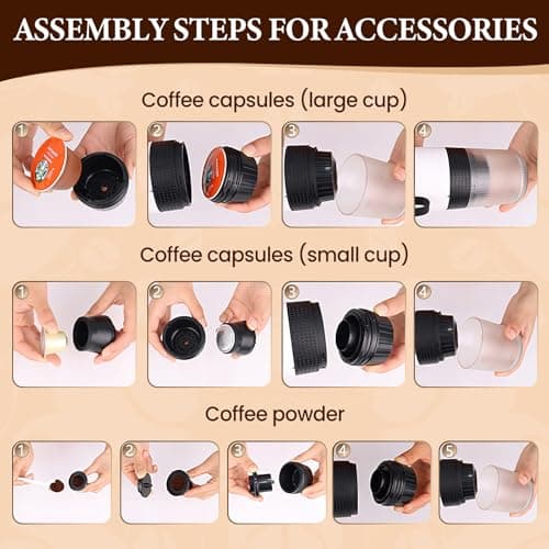 Machine à Café Multi Capsules, 3 En 1 Cafetiere Expresso, 4 à 6 Minutes D'Auto-Chauffage, Petites Capsules, Grandes Capsules, Café Moulu, Cafetiere Portable Pour Bureau, Maison, Voiture (noir)