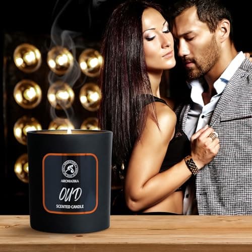 AROMATIKA trust the power of nature Bougie Parfumée Oud 200g - Bougie Aromathérapie - Bougie de Cire de Soja - Désodorisant pour la Maison - Bougie Parfumée en Jarre - Cadeau pour Hommes