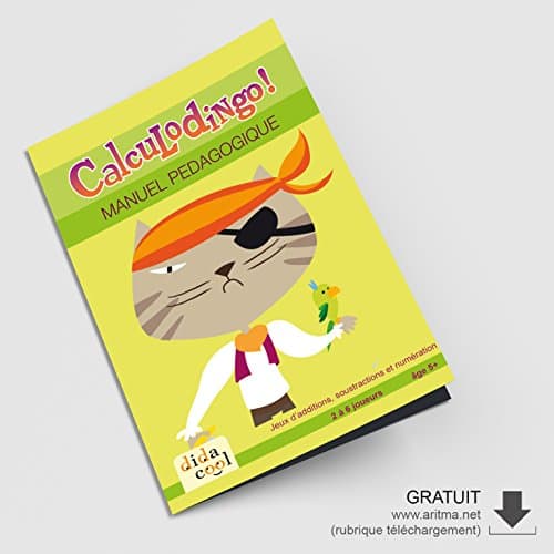 Aritma - CALCULDINGO GS/CE2 - Jeu de Cartes Éducatif dès 5 ans - 12 Jeux d'Aditions et Soustractions - Consolider les Acquis en Calcul Mental - 2 à 4 joueurs - 15 min - Version Française