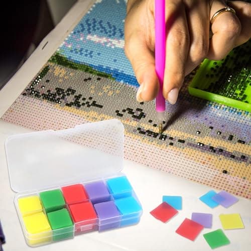 100 Pcs Diamant Peinture Colle Argile, Argile de Colle Diamond Painting Ensemble Multicolore 2x2 cm pour Artisanat DIY, Cire Adhésive Forte pour Peinture au Diamant, Point de Croix et Décoration