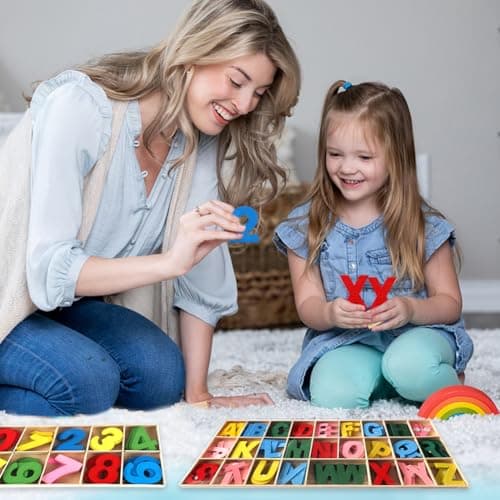 Lot de 216 PCS Lettres et Chiffres en Bois,Lettres En Bois Ensemble - avec plateau de rangement,Pour Travaux Manuels, Décoration de La Maison et Enseignement Pour Enfants