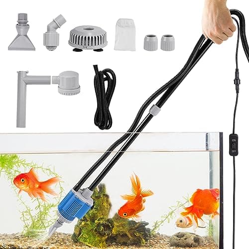 Weigudoc 6 en 1 Aspirateur Aquarium Electrique, Kit de Nettoyage de Gravier, Réservoir à Poisson Changeur d'eau Filtre pour Changement d'eau et Lavage Sable