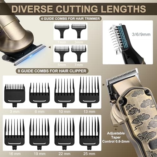 Hatteker Tondeuse à cheveux professionnelle pour hommes Set de tondeuses à barbe et à cheveux T-Blade Trimmer lavable Kit d'entretien sans fil Tondeuse à nez et à corps Tondeuse Cheveux et Barbe Set