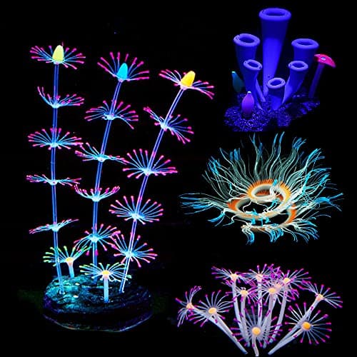 Cayway Lot de 4 plantes artificielles avec corail en silicone et anémone de mer artificielle pour aquarium