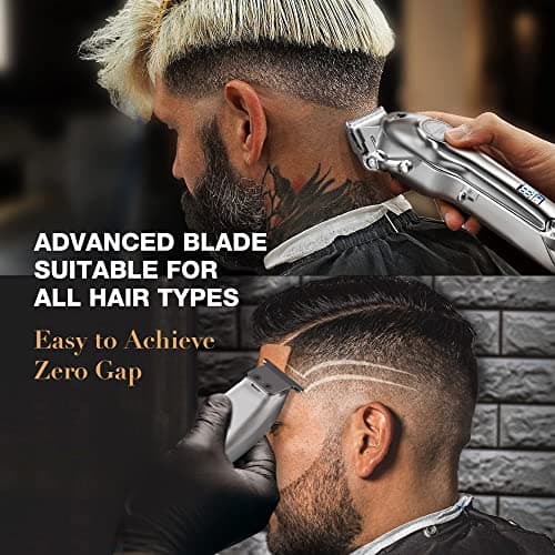 SUPRENT Tondeuse cheveux professionnelle-tondeuse barbe électrique, tondeuse à cheveux sans fil pour hommes/enfants/femmes, kit de toilettage, affichage LED, rechargeable(Argent)