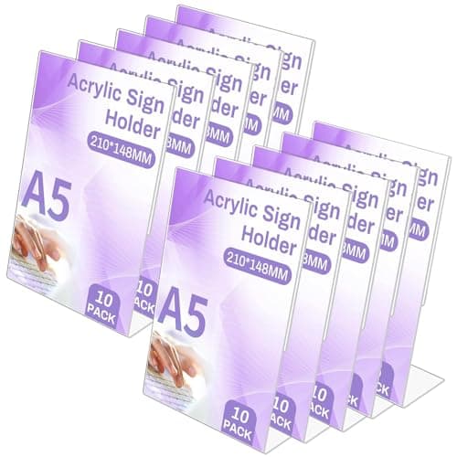 Lot de 10 Présentoirs de table A5 en L, A5 Présentoir en Acrylique Transparent, Support Menu A5 pour Restaurant, Hôtel, Exposition, Bureau, Menus, école