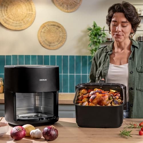 Cecotec Air Fryer Cecofry&Grill Duoheat 6500. Friteuse à Air sans Huile 6,5L, Grill, Plancha, Résistance Double, 2200W, Cuisson Uniforme, Idéale pour Viandes et Pizzas
