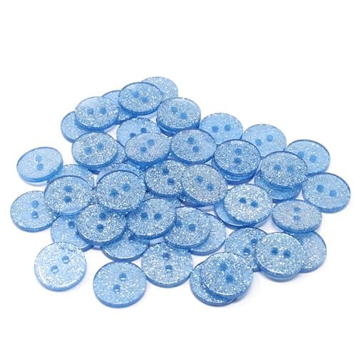 Special Touches Lot de 50 boutons ronds en résine Bleu pailleté 15 mm