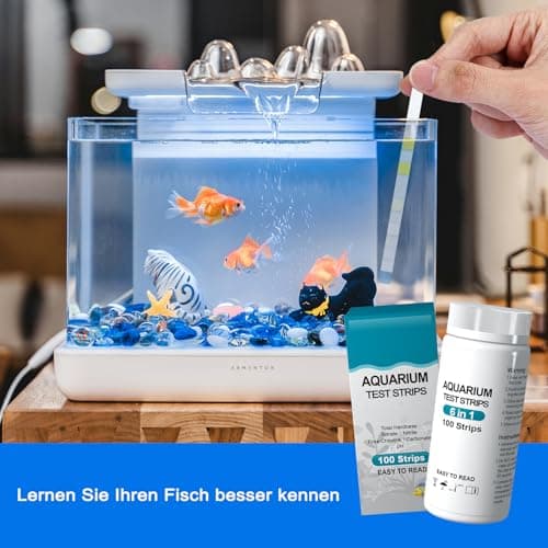 Lot de 100 bandelettes de test 6 en 1 pour aquarium, test du pH nitrite, nitrate, chlore, dureté carbonatée générale, eau salée, eau douce d'aquarium