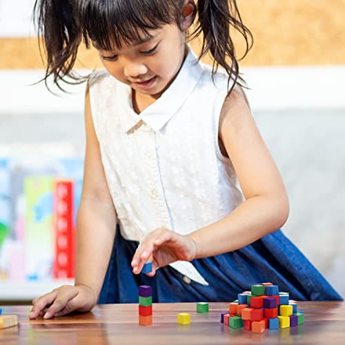 Belle Vous Cube Couleur en Bois (Lot de 100) - 1,5 x 1,5 x 1,5 cm - Bois Cube Carré de 6 Couleurs - Cube Bois Enfant, Travaux Manuels, Fabrication de Puzzle, Jouets Éducatifs