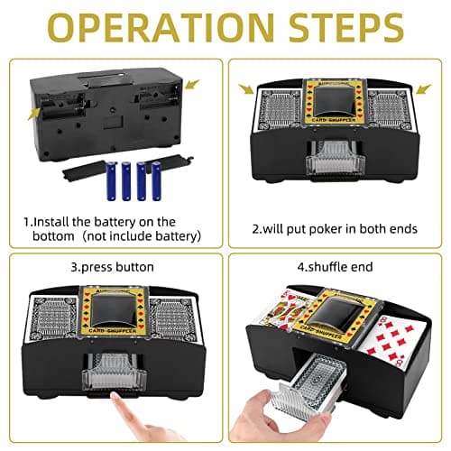 ZONJIE Mélangeur de Cartes Automatique à 2 Plateaux, mélangeur électronique de Cartes de Poker de Casino, Fonctionne avec des Piles USB/AA – Trieur de Cartes à Un ou Deux Jeux de Cartes