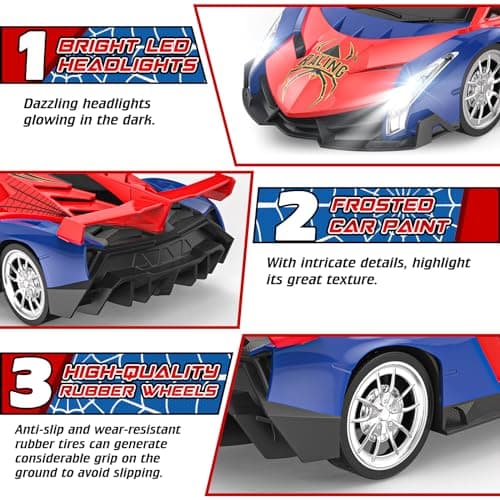 Mermoe Voiture Télécommandée, 1/18 Jouet Enfant 3 4 5 6 7 8 Ans, Voiture de Course Radiocommandée avec LED Lumière Voiture Téléguidée RC Drift Cars Cadeau Garçons Filles Jeu Intérieur Extérieur
