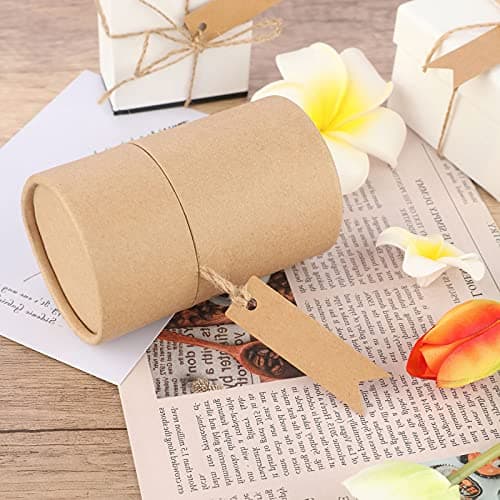 G2PLUS 100PCS Étiquettes Kraft,Étiquette Cadeaux,7x2cm Kraft Étiquettes - Étiquettes Vierges pour Mariage,Anniversaire,Noël- Avec 20M de Ficelle de Jute (Marron)