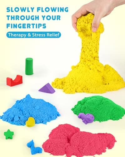 Set Sable Magique De 5 kg -Sable Fantastique en 6 Couleurs Pour Créer des Jouets Sensoriels en Sable de Toutes Les Formes,Convient Aux 3 Ans et Plus