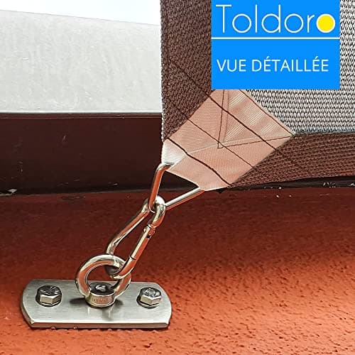 Toldoro® Fixation Plafond en Acier Inoxydable avec Chevilles & vis/Crochet Mural a Visser jusqu'à 400 kg/Crochet Plafond pour Fauteuil Suspendu, Voile Solaire, balancoire d'amour, Sac de Frappe
