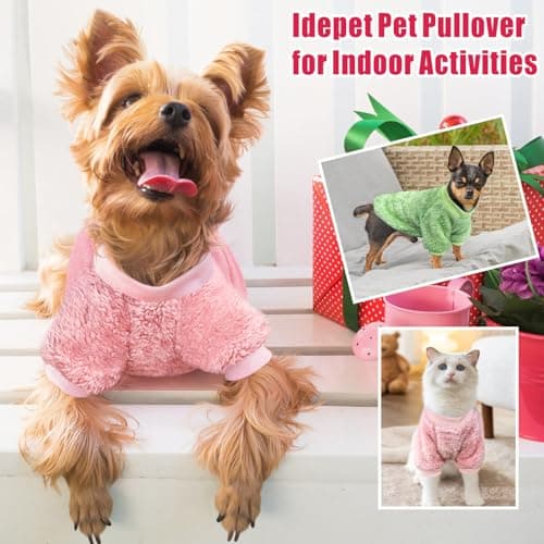 Idepet 2pcs Chien Pull Animaux de Compagnie Pull,Chaud Chiot Sweatshirt Chien Manteau Pyjama vêtements pour Chats tricoté Chien Body Chihuahua Chiot Teckel York vêtements (Vert Poudre, M)