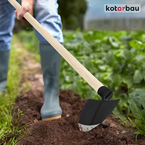 KOTARBAU® Binette 138 x 110 mm Cœur Houe en Acier avec Manche en Bois 110 cm Accessoire de Jardin Outil de Jardinage Accessoires de Plantation