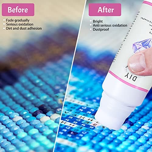 URFEDA Scellant Peinture Diamant 60ml Colle de Peinture Au Diamant à Séchage Rapide Permanent Hold & Shine Effect Scellant pour 5D Diamond Painting Et Puzzle Outils de Peinture Au Diamant avec Brosse