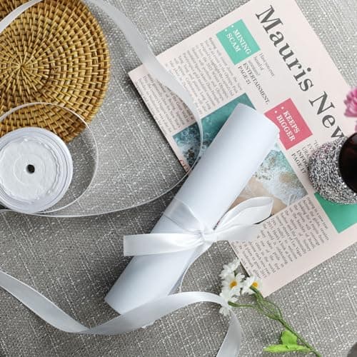 Ruban de satin blanc 20 mm x 22 m - Pour décoration de cadeau de ballons, mariage, baptême et anniversaire - Cadeau de Saint-Valentin