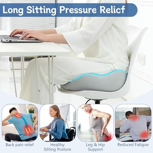 Bearrerp Coussin orthopédique en mousse à mémoire de forme - Ergonomique - Favorise la circulation sanguine et soulage le coccyx - Pour le bureau, la maison, la voiture - Noir