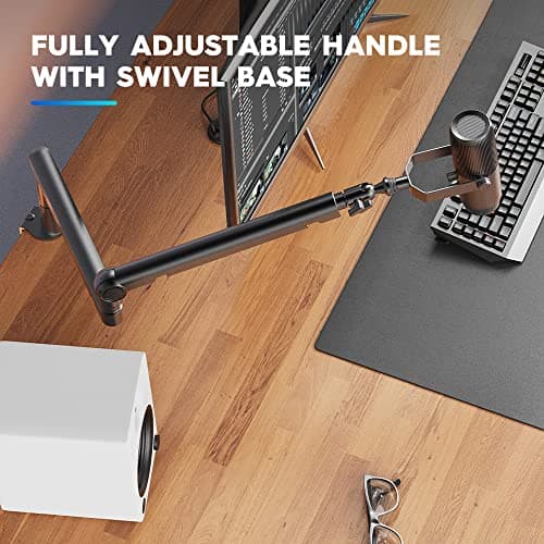Bars Micro, Support de Microphone ajustable à profil bas avec gestion des câbles pour Blue Yeti HyperX Quadcast Shure Rode Razer Seiren Mini SoloCast Elgato Wave,Boom arm universel,Noir