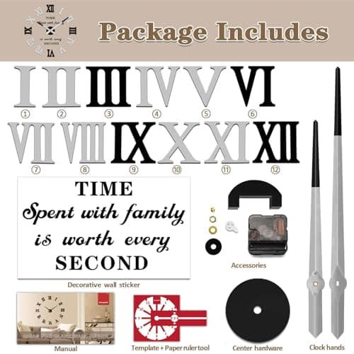 Vangold Pendule Murale 3D Géante au Design Moderne Horloge Murale pour La Chambre Cuisine Bureau Hôtel Cadeau