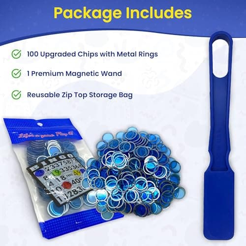 Fonyiunce Kit de Bingo Magnétique,1 Bâton Magnétique + 100 Jetons Loto,Jetons Magnétiques avec Stick,Jeu Éducatif pour Enfants et Accessoire Pratique de Stockage
