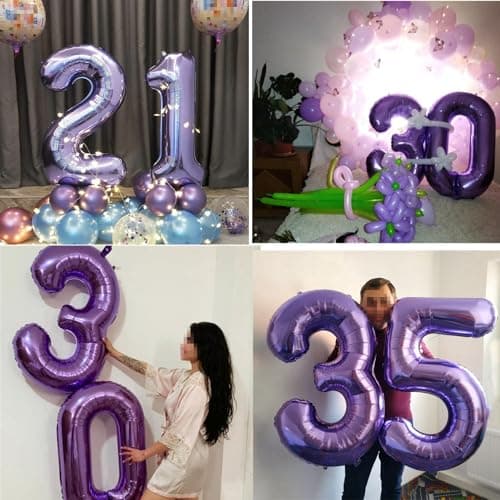 Décoration d'anniversaire 33 ans, pour femme, avec ballons, guirlande Happy Birthday, décoration de gâteau 33 ans, pour femme, violet
