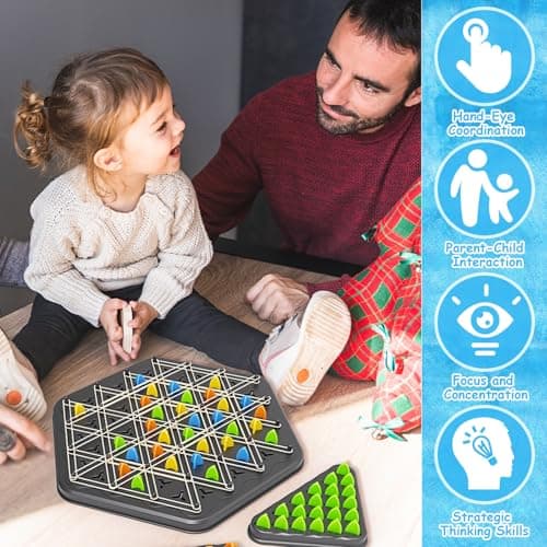 Sinwind Triggle Jeu, Triggle Jeu élastique, Jeu de Triangle en Chaîne, Jeu d'échecs Triangulaire, Jeu de Stratégie Triggle pour Les réunions de Famille avec Une Collection d'enfants (2-4 Personnes)