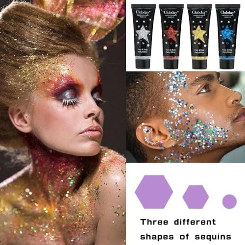 visage corps paillettes gel paillettes pour les yeux, les lèvres, les cheveux, les ongles, le visage et le corps - Mermaid flocons Big Block Glitter Festival accessoires 30ml (#08 Bleu)
