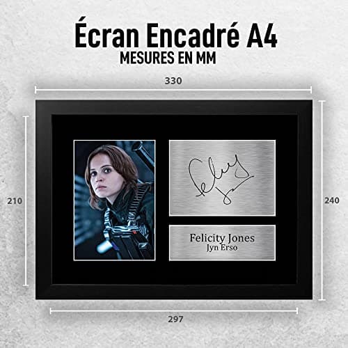 HWC Trading FR A4 Felicity Jones Star Wars Jyn Erso Cadeaux Imprimé Signé Autographe Photo pour les fans de cinéma - A4 Encadré