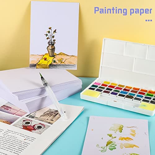 120 Feuilles Papier Aquarelle, 300 g/m2 Papier Aquarelle Coton Watercolor Paper Feuille Aquarelle pour Aquarelle Gouache Acrylique (12,7 x 17,8 cm)