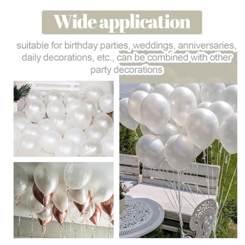 100 Blanc Ballon Nacré, Ballon Baudruche Blanc Helium Latex 30cm pour Mariage,Naissance, Bapteme Fille, Baby Shower Garcon, Anniversaire Fete